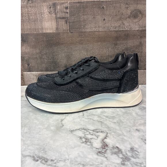 Kenneth Cole Reaction Womens 11 Black Claire Fashion Sneakers Embellished LB6-13 - Picture 3 of 7